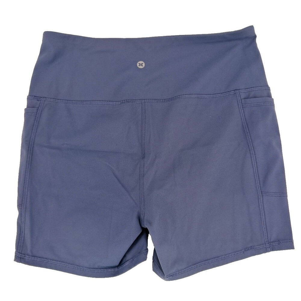 RBX Active Womens Medium Blue Bike Shorts High Rise Pockets‎ Stretch - Picture 7 of 8